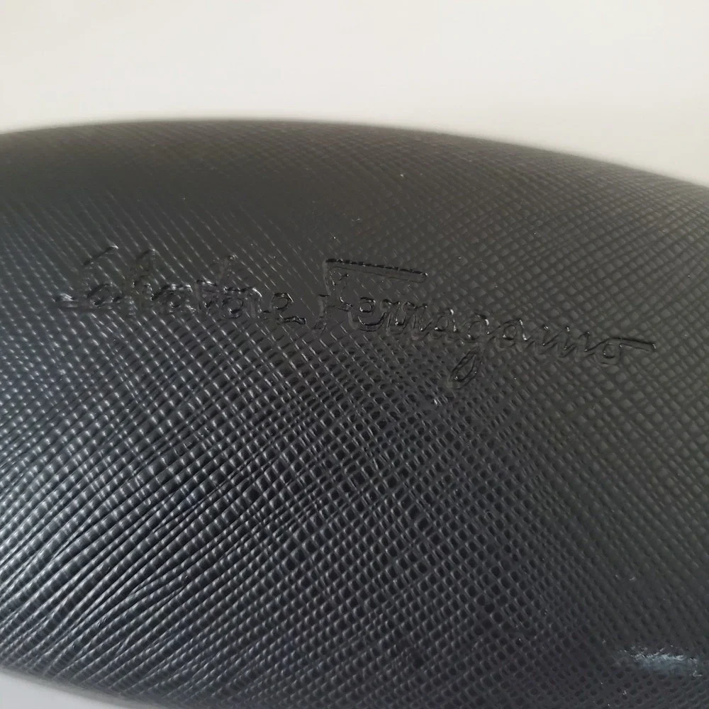 Salvatore Ferragamo Black Textured Hardshell Sunglasses Eyeglasses Case